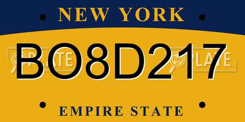 BO8D217 New York License Plate