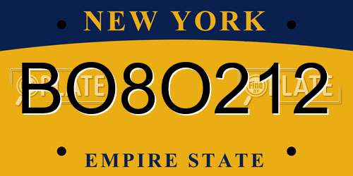 BO8O212 New York License Plate