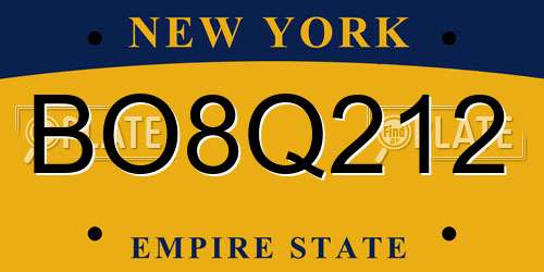 BO8Q212 New York License Plate