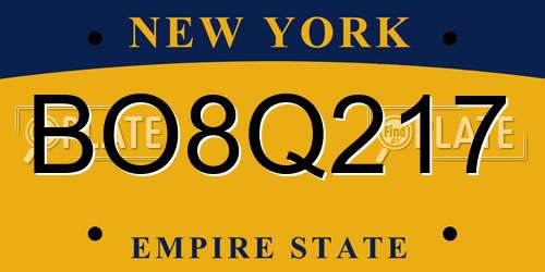 BO8Q217 New York License Plate