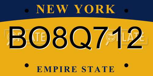 BO8Q712 New York License Plate