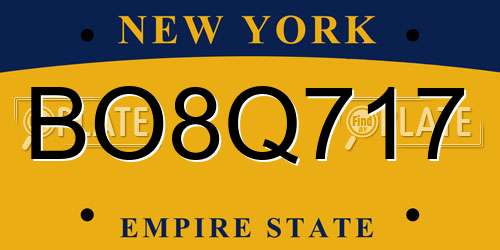 BO8Q717 New York License Plate