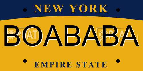 BOABABA New York License Plate