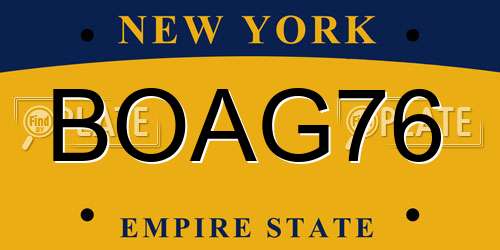 BOAG76 New York License Plate