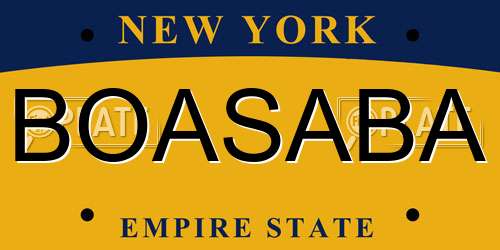 BOASABA New York License Plate