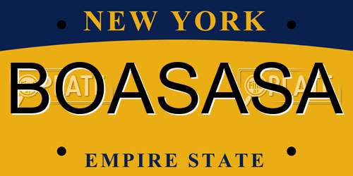 BOASASA New York License Plate