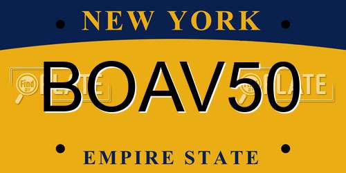 BOAV50 New York License Plate