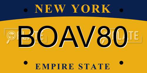 BOAV80 New York License Plate
