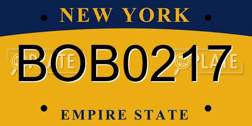 BOB0217 New York License Plate