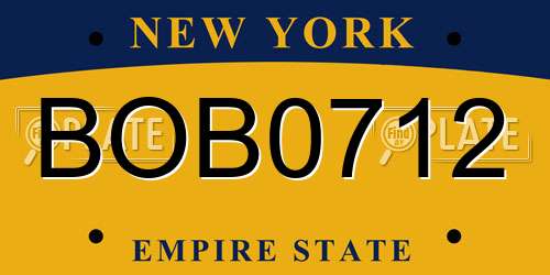 BOB0712 New York License Plate