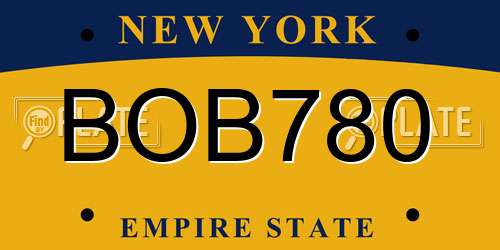 BOB780 New York License Plate