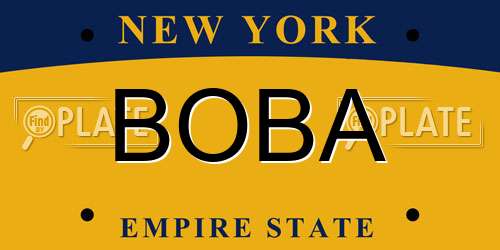 BOBA New York License Plate