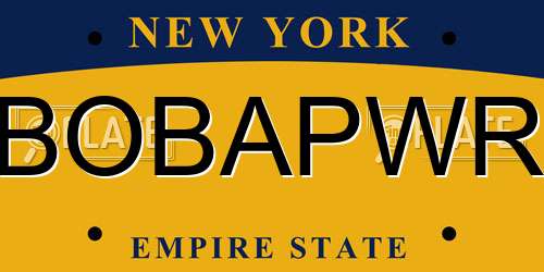 BOBAPWR New York License Plate