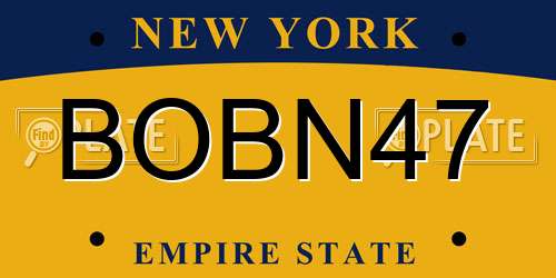 BOBN47 New York License Plate