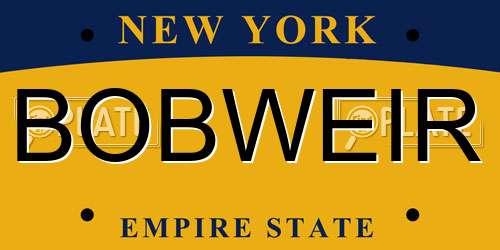 BOBWEIR New York License Plate
