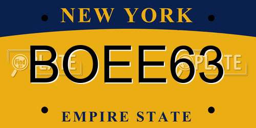 BOEE63 New York License Plate