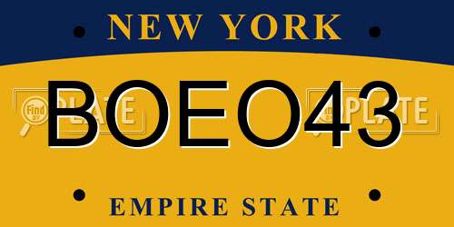 BOEO43 New York License Plate