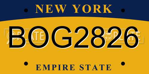 BOG2826 New York License Plate