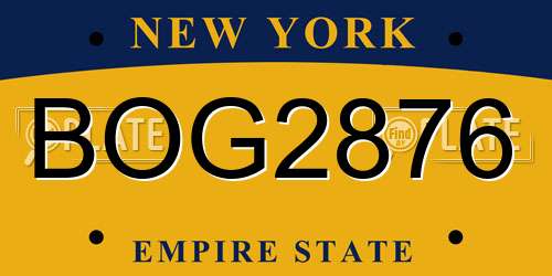 BOG2876 New York License Plate