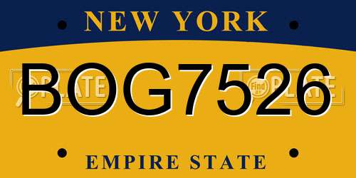 BOG7526 New York License Plate
