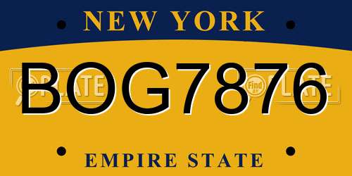 BOG7876 New York License Plate