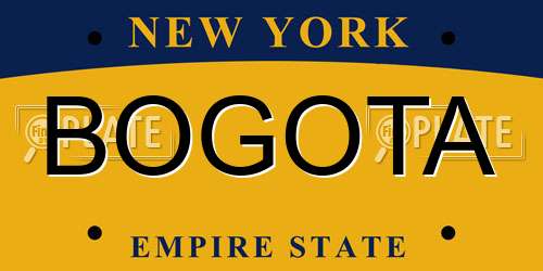 BOGOTA New York License Plate