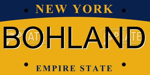 BOHLAND New York License Plate