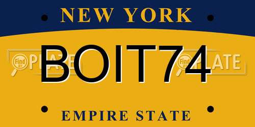BOIT74 New York License Plate