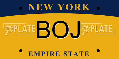 BOJ New York License Plate
