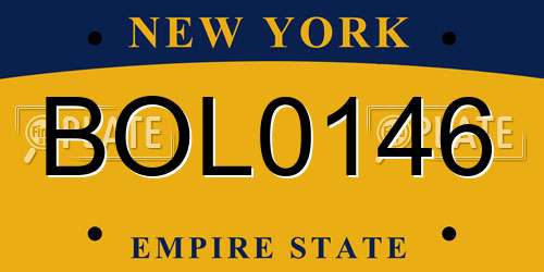 BOL0146 New York License Plate