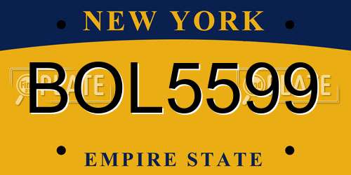 BOL5599 New York License Plate