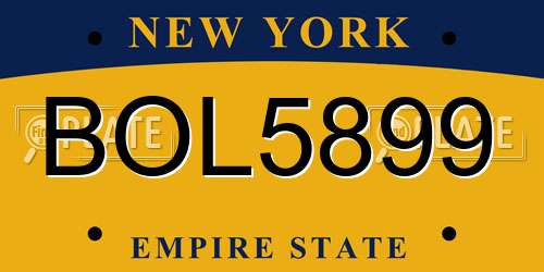BOL5899 New York License Plate