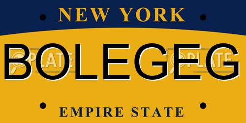 BOLEGEG New York License Plate