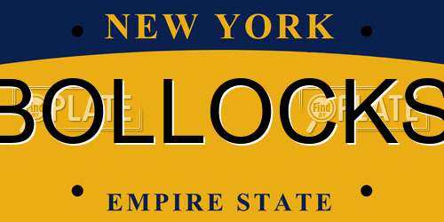 BOLLOCKS New York License Plate