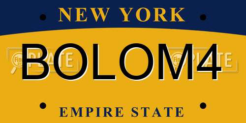 BOLOM4 New York License Plate