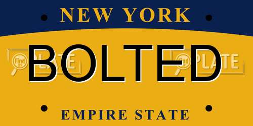 BOLTED New York License Plate