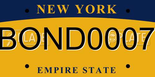 BOND0007 New York License Plate