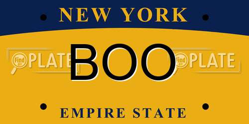 BOO New York License Plate