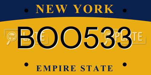 BOO533 New York License Plate