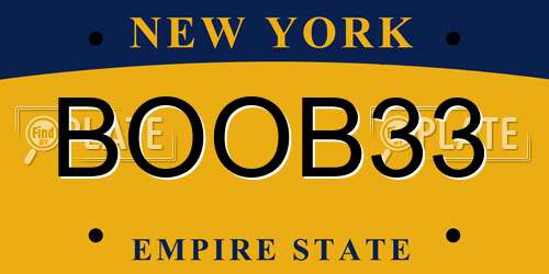 BOOB33 New York License Plate