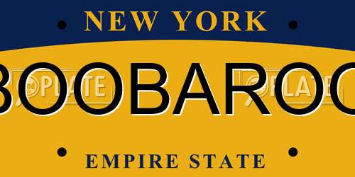 BOOBAROO New York License Plate