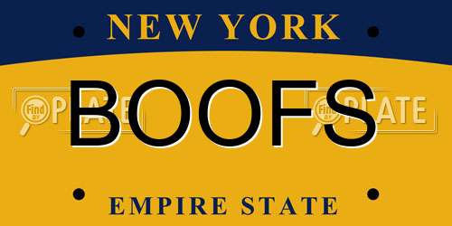 BOOFS New York License Plate