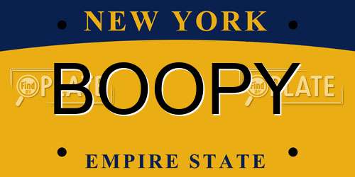 BOOPY New York License Plate