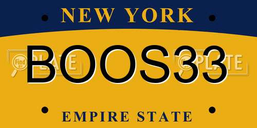 BOOS33 New York License Plate