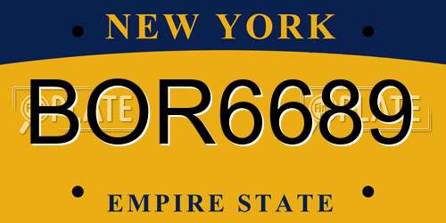 BOR6689 New York License Plate