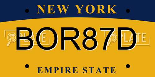BOR87D New York License Plate
