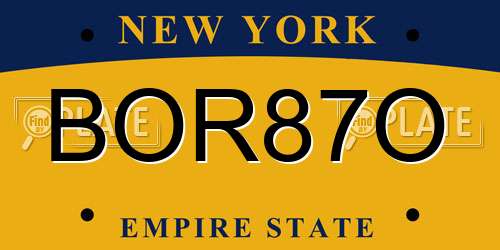 BOR87O New York License Plate
