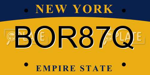 BOR87Q New York License Plate