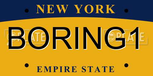 BORING1 New York License Plate