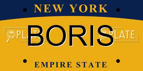 BORIS New York License Plate